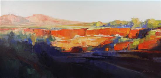 John Lacey (Australian) Late Afternoon Dales Gorge, 24 x 48in., unframed